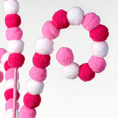 30" Felt Ball Curly Spray: Fuchsia, White, Pink