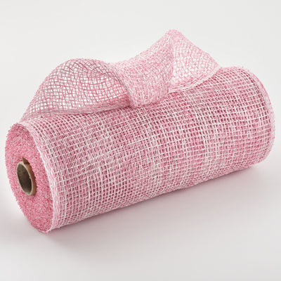 10" Two-Tone Poly Burlap Mesh: Pink & White