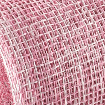 10" Two-Tone Poly Burlap Mesh: Pink & White