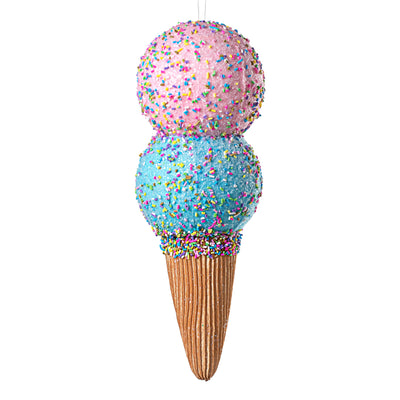 12.5" Ice Cream Ornament: Pink & Blue
