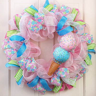 12.5" Ice Cream Ornament: Pink & Blue