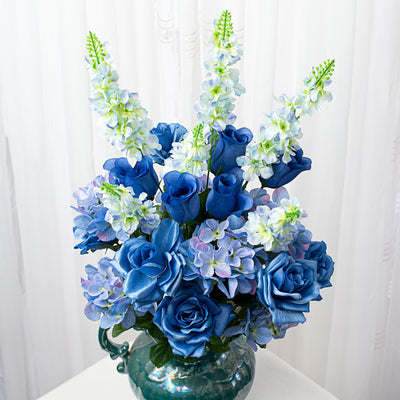 30" Rose Hydrangea Delphinium Bush: Blue