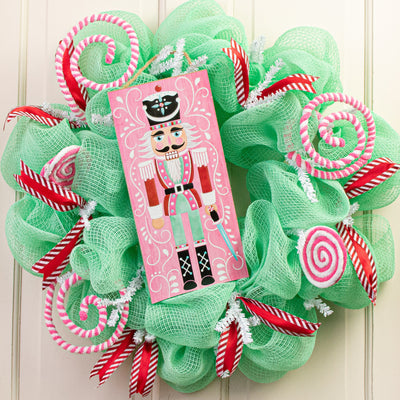 12" Wooden Sign: Glitter Pink Nutcracker