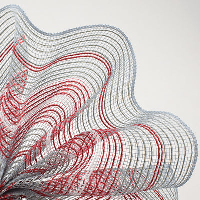 10" Faux Jute & Thick Stripe Mesh: Grey, Red, White