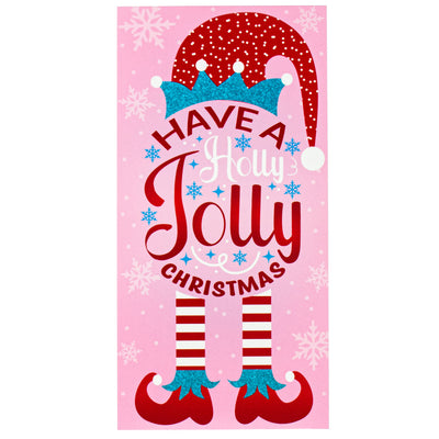12" Waterproof Sign: Holly Jolly Elf Pink