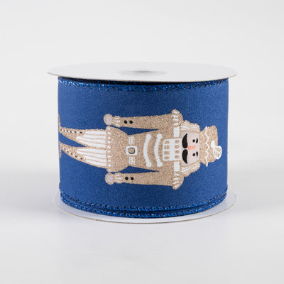 2.5" Nutcracker Satin Ribbon: Blue & Champagne (10 Yards)