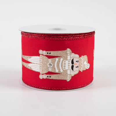 2.5" Nutcracker Satin Ribbon: Red & Champagne (10 Yards)