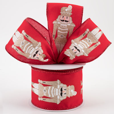 2.5" Nutcracker Satin Ribbon: Red & Champagne (10 Yards)