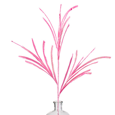 31" Glittered Paper Grass Spray: Bright Pink