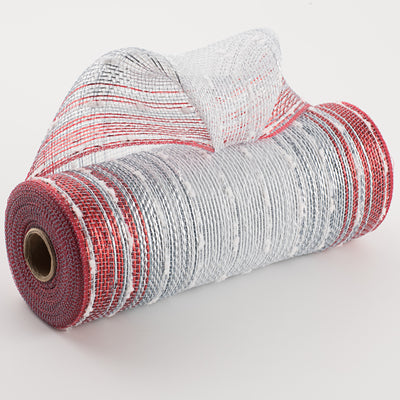 10" Snowball Matte Ombré Mesh: White, Silver, Red