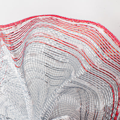 10" Snowball Matte Ombré Mesh: White, Silver, Red