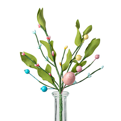 12" Easter Eggs and Herb Leaves Pick