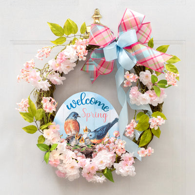 9" Waterproof Sign: Welcome Spring Bird Nest