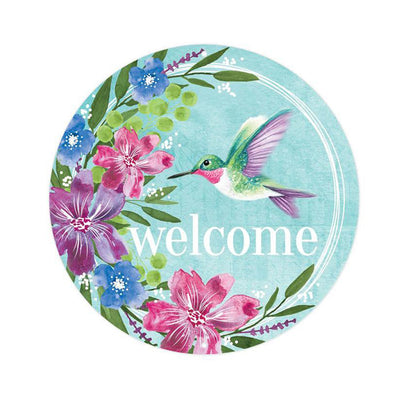 8" Metal Sign: Hummingbird with Florals