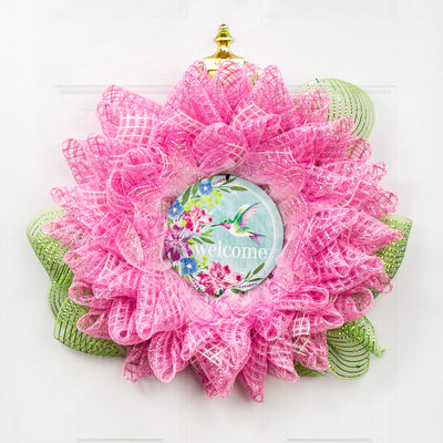 8" Metal Sign: Hummingbird with Florals