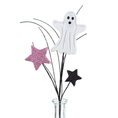12" Glitter Ghost & Stars Spray: Pink & Black