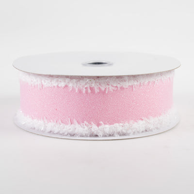 1.5" Crystal Shine Fuzzy Edge Ribbon: Pink & White (10 Yards)