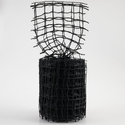 4" Jute Check Weave Ribbon: Black (10 Yards)