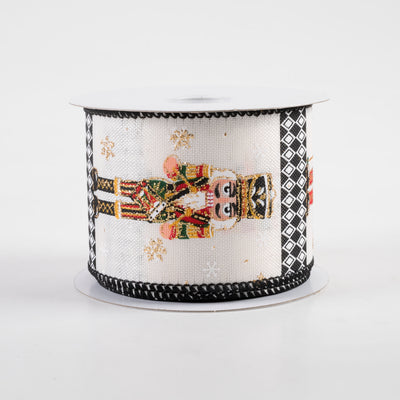 2.5" Nutcracker Harlequin Ribbon: Ivory (10 Yards)