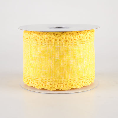 2.5" Scalloped Edge Ribbon: Yellow (10 Yards)