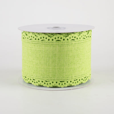 2.5" Scalloped Edge Ribbon: Lime Green (10 Yards)
