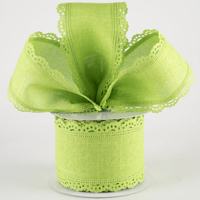 2.5" Scalloped Edge Ribbon: Lime Green (10 Yards)