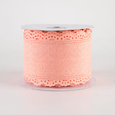 2.5" Scalloped Edge Ribbon: Peach (10 Yards)