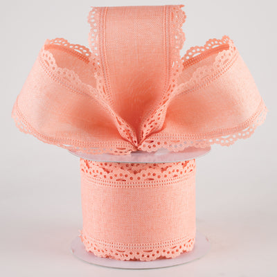 2.5" Scalloped Edge Ribbon: Peach (10 Yards)