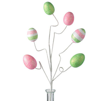 19" Glitter Easter Egg Spray: Pink & Light Green