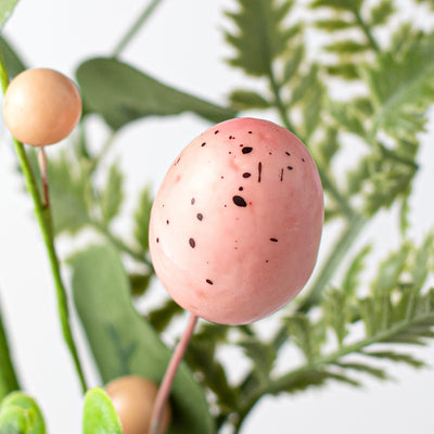 19" Eggs with Heather & Greenery Bush: Blue & Pink