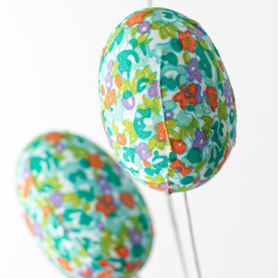 12" Flower Pattern Easter Egg Pick: Turquoise, Orange, Lavender