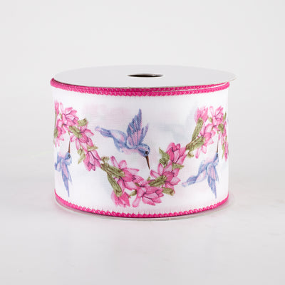 2.5" Linen Hummingbird Garland Ribbon (10 Yards)