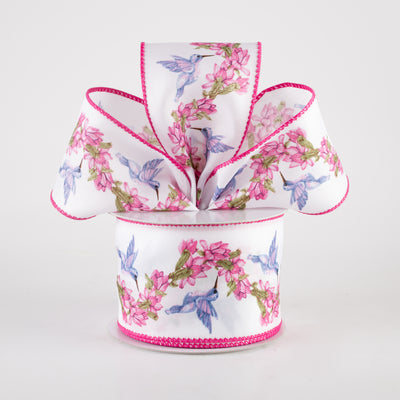 2.5" Linen Hummingbird Garland Ribbon (10 Yards)