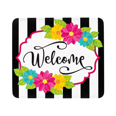 8" Waterproof Accent Sign: Painted Flower Scalloped Stripes