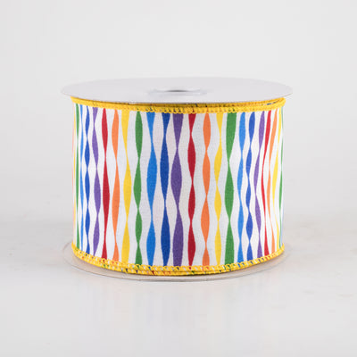 2.5" Rainbow Twisted Stripe Ribbon (10 Yards)