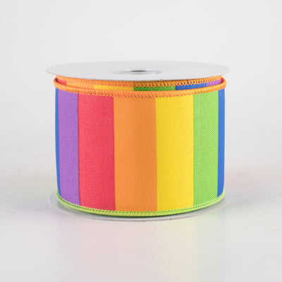 2.5" Horizontal Rainbow Color Blocks Ribbon (10 Yards)