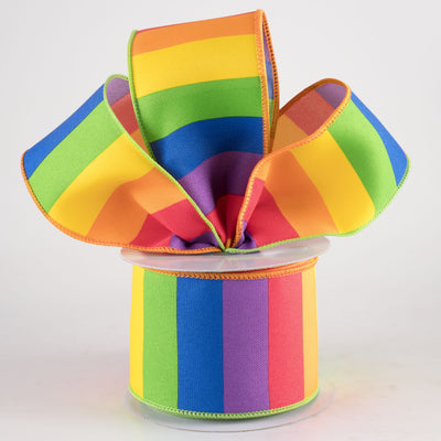 2.5" Horizontal Rainbow Color Blocks Ribbon (10 Yards)