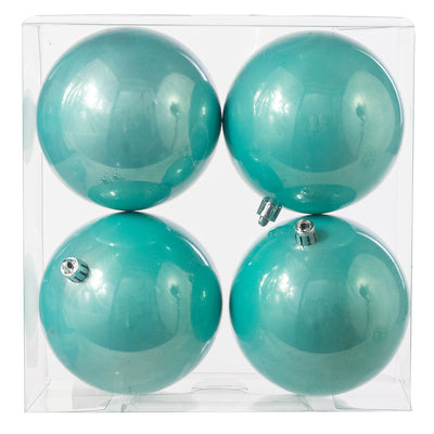 100MM Seamless Plastic Ball Ornament: Pearl Ice Blue (Set of 4)