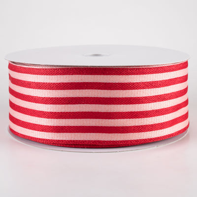 2.5" Metallic Woven Cabana Stripe Ribbon: Red & Pink (50 Yards)