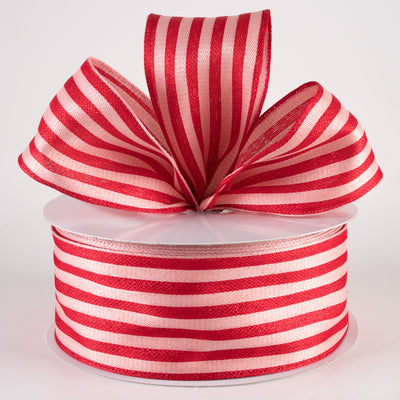 2.5" Metallic Woven Cabana Stripe Ribbon: Red & Pink (50 Yards)
