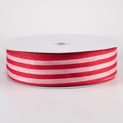 1.5" Metallic Woven Cabana Stripe Ribbon: Red & Pink (50 Yards)