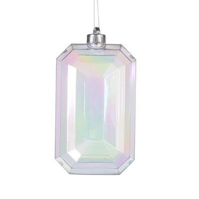 7" Rectangle Gem Ornament: Iridescent Clear