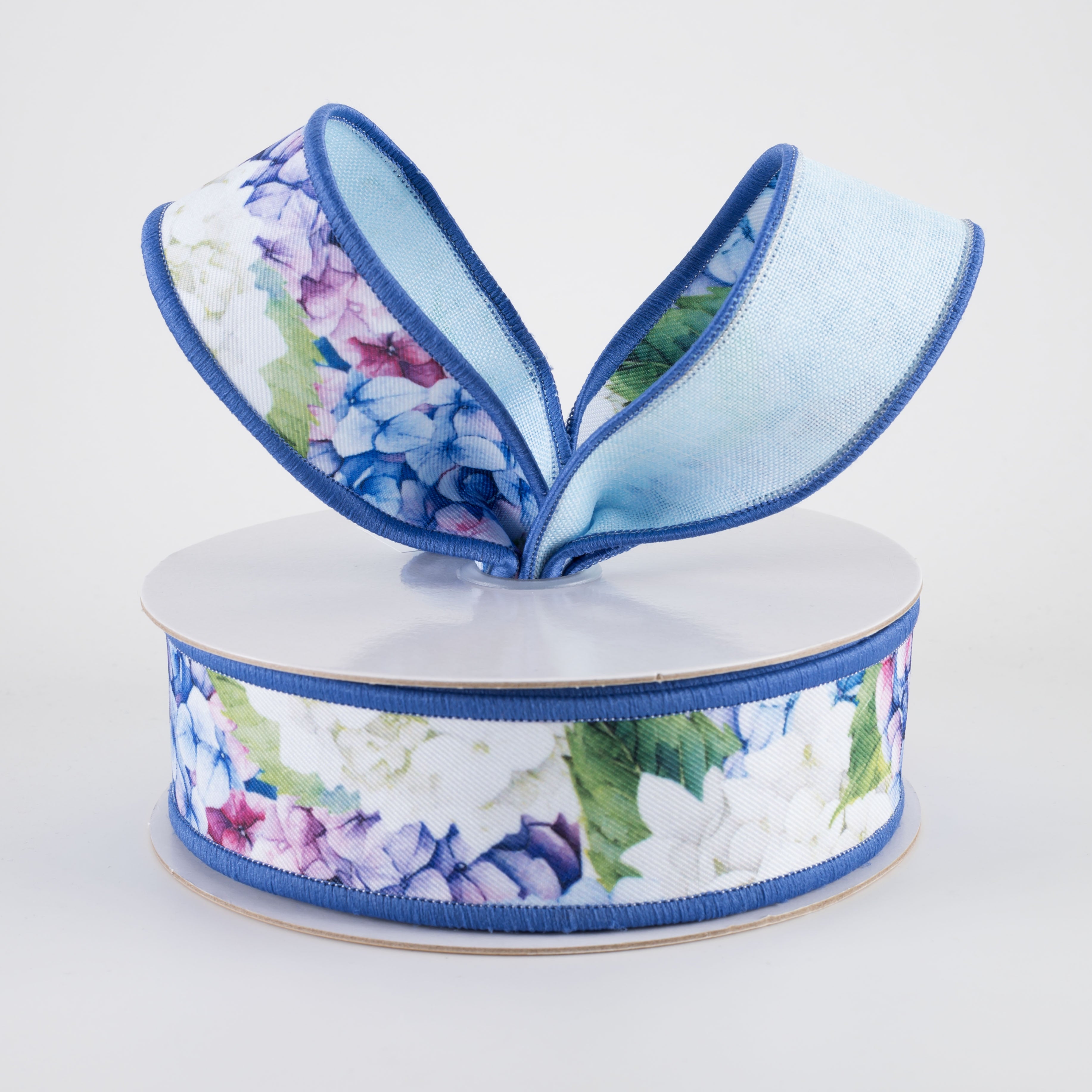 1.5" Double Sided Fused Hydrangeas Ribbon (10 Yards)