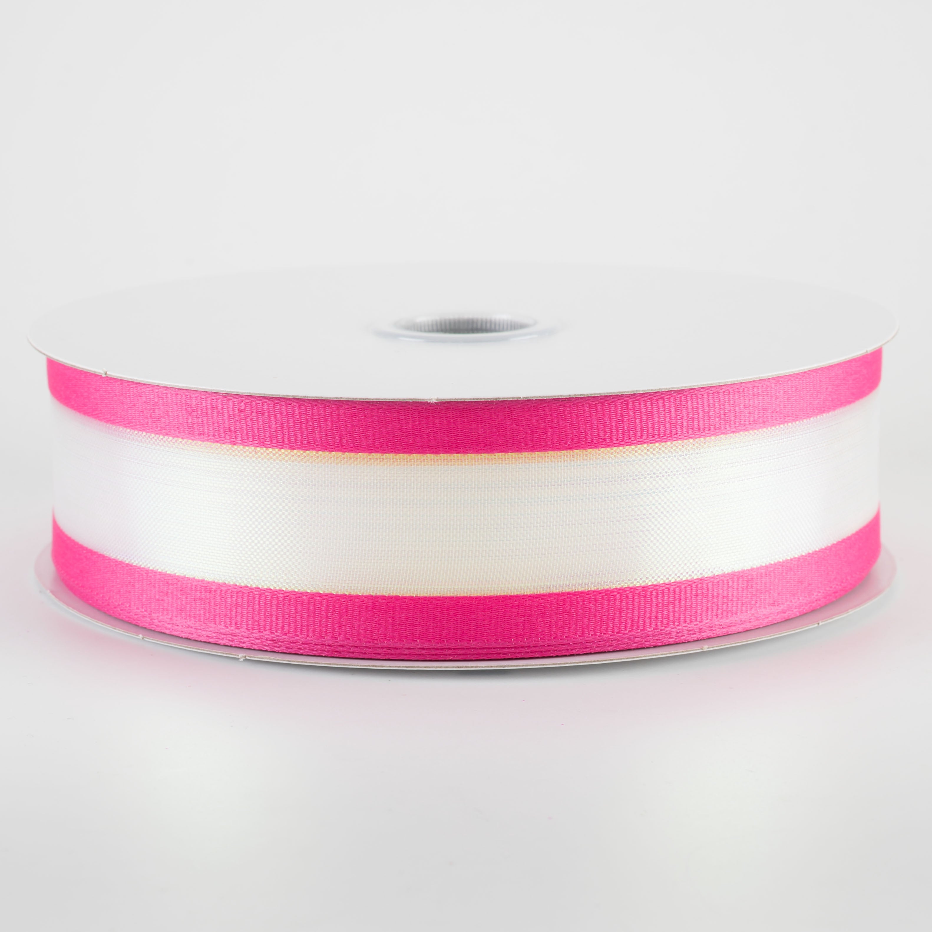 1.5" Super Iridescent Sheer with Grosgrain Edge Ribbon: Fuchsia Pink (50 Yards)