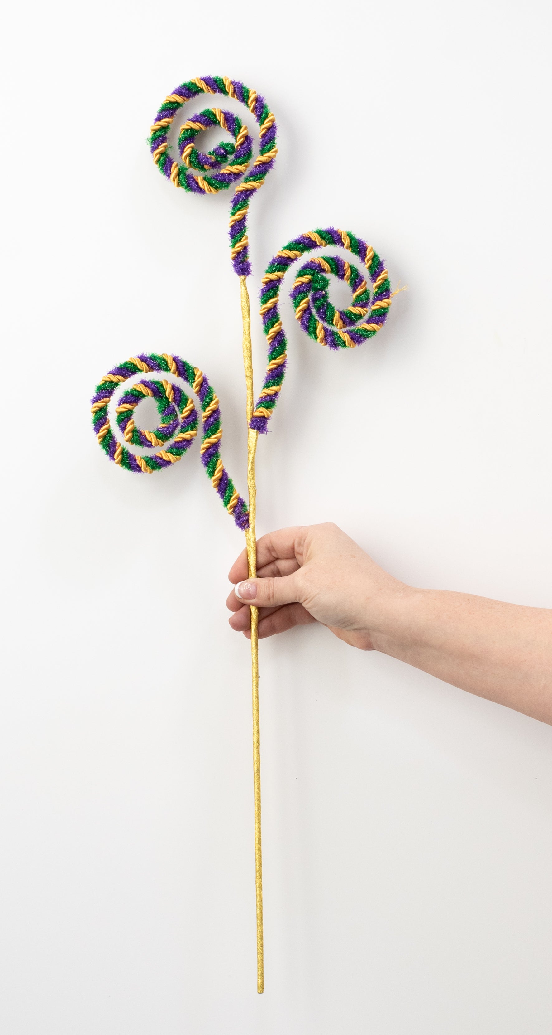 26" Rope Stripe Spiral Curls Spray: Mardi Gras
