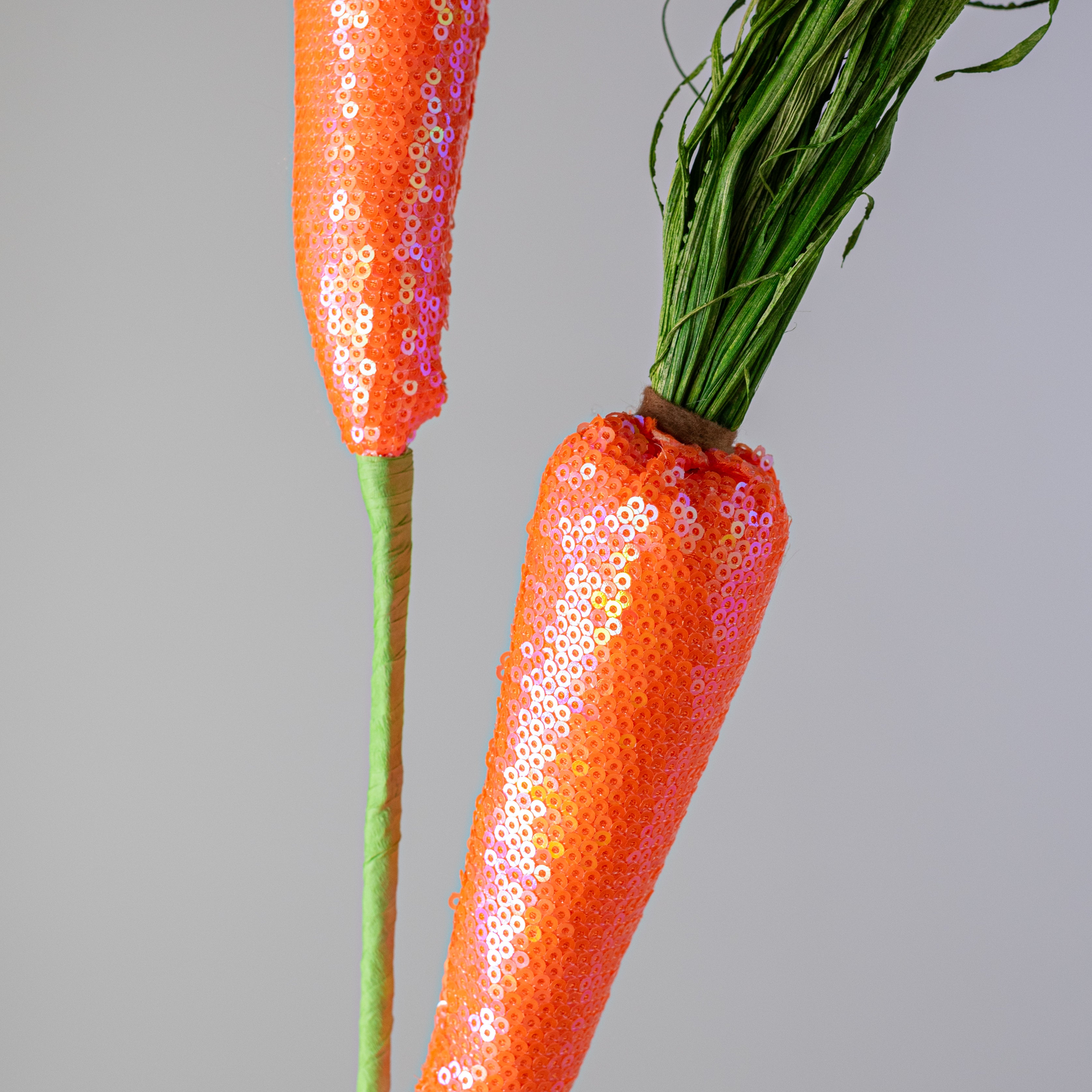 29" Sequin Carrots Spray: Orange