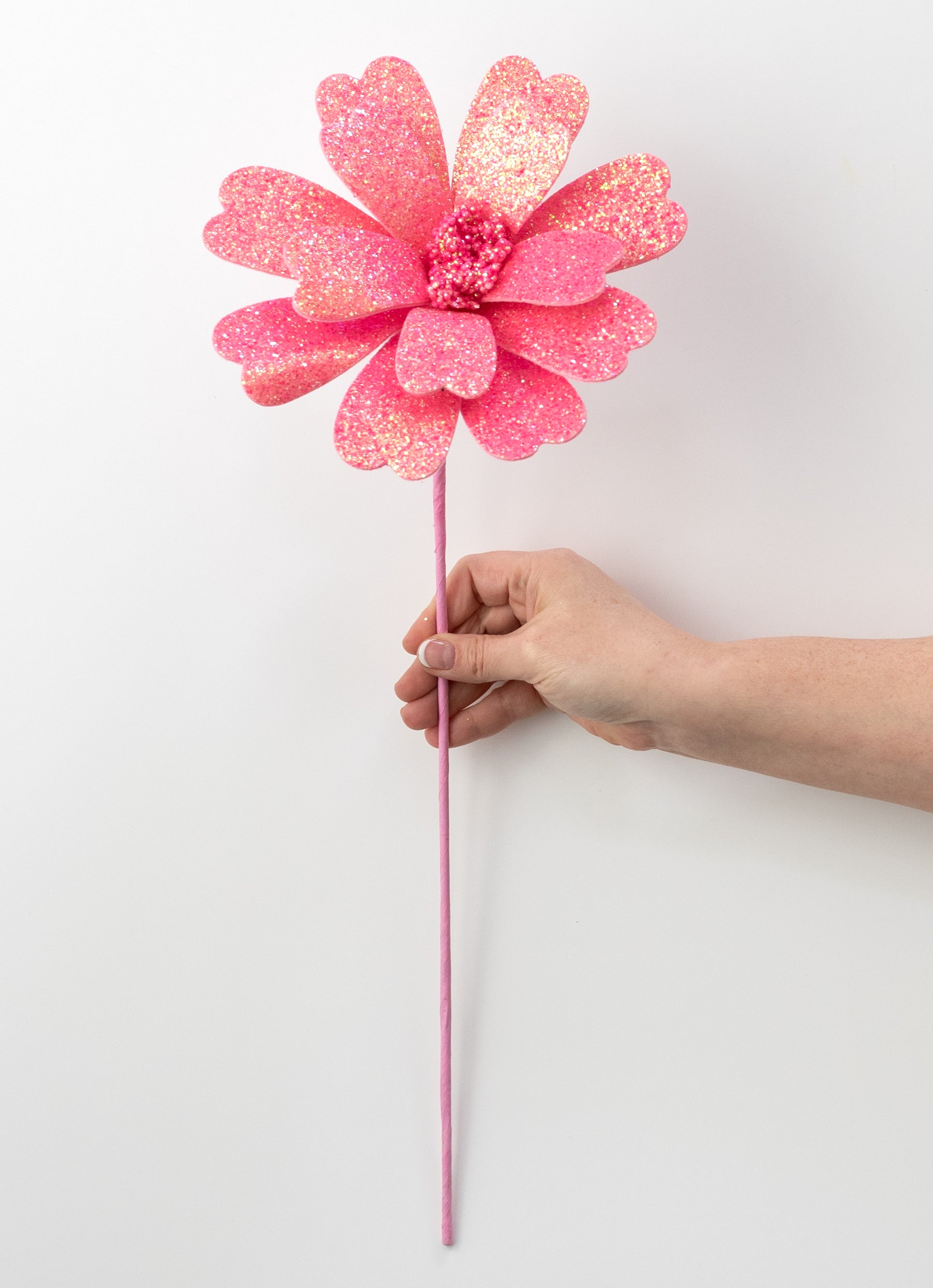 20" Glitter Daisy Flower Pick: Pink