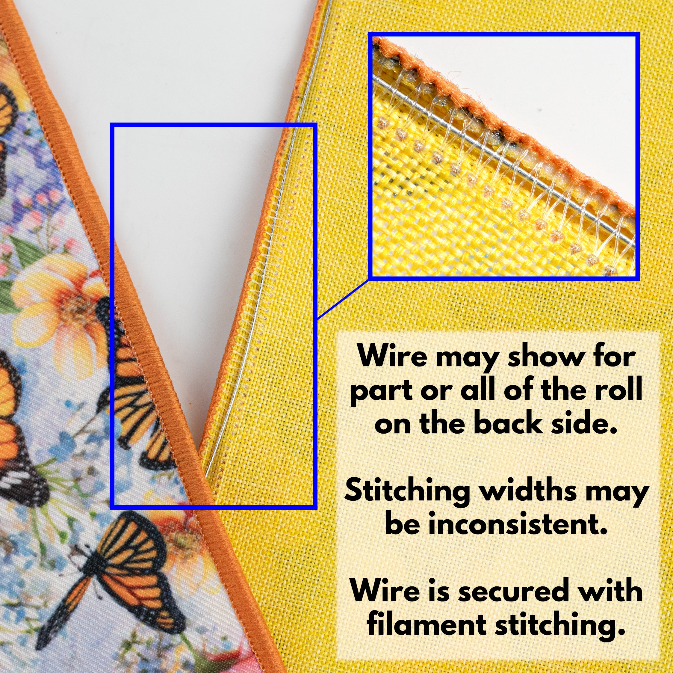 4" Double Sided Fused Monarch Butterflies Ribbon (10 Yards)