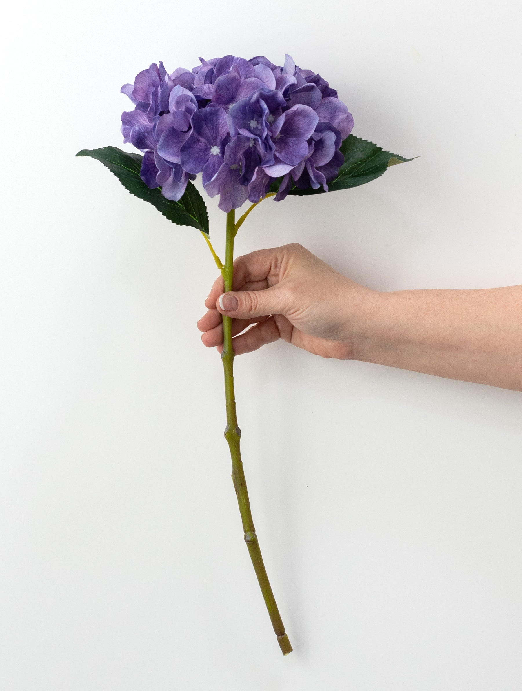 7" x 19" Fabric Hydrangea Stem: Dark Lavender Purple