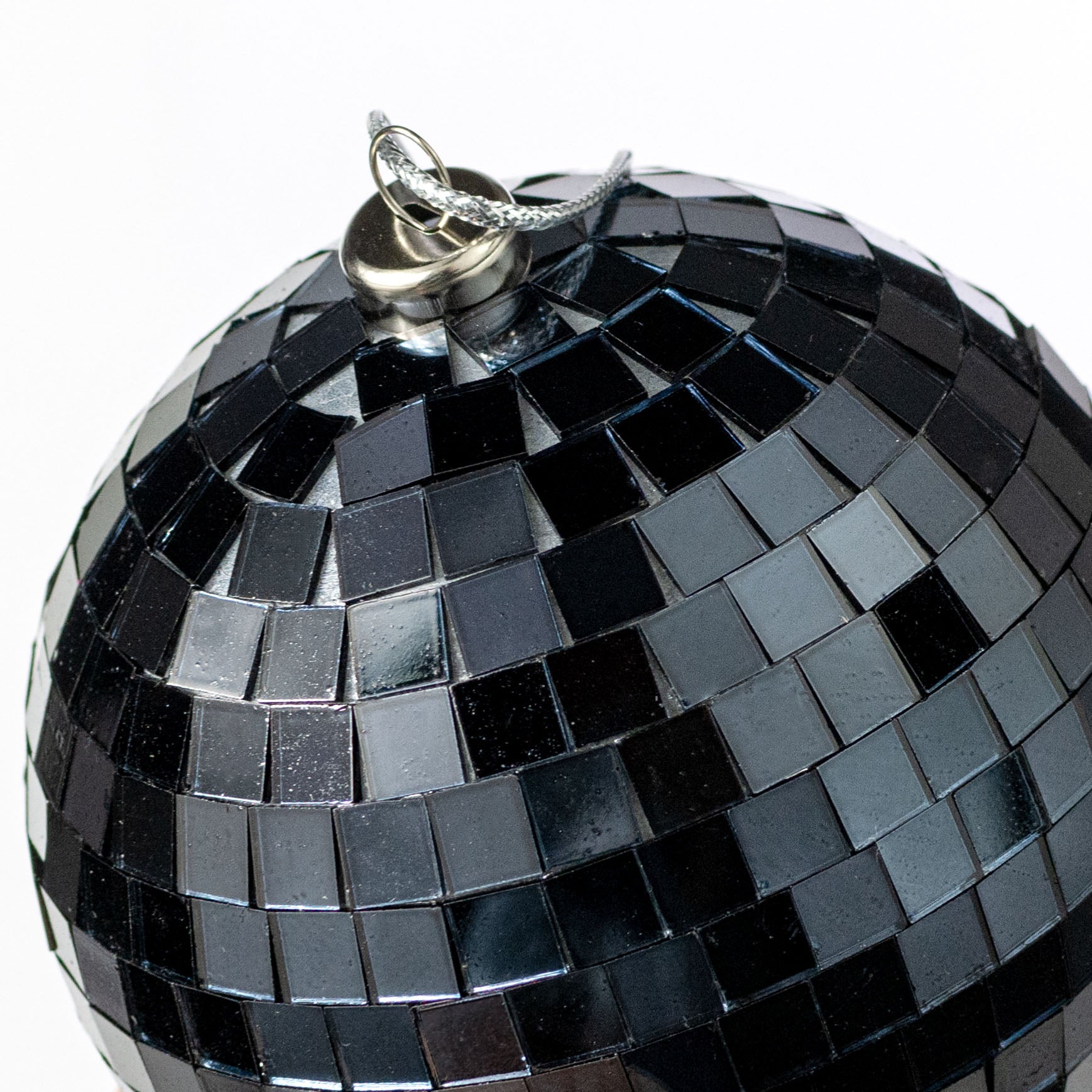 100mm Mirror Disco Ball Ornament: Black